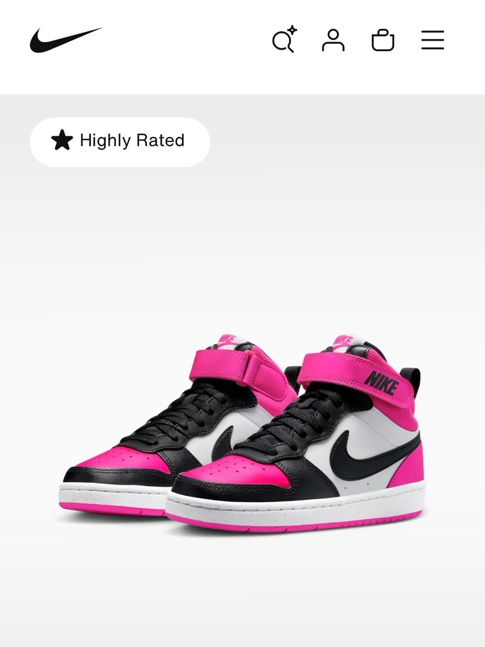 Nike Court Borough Mid 2 in Pink, Black & White